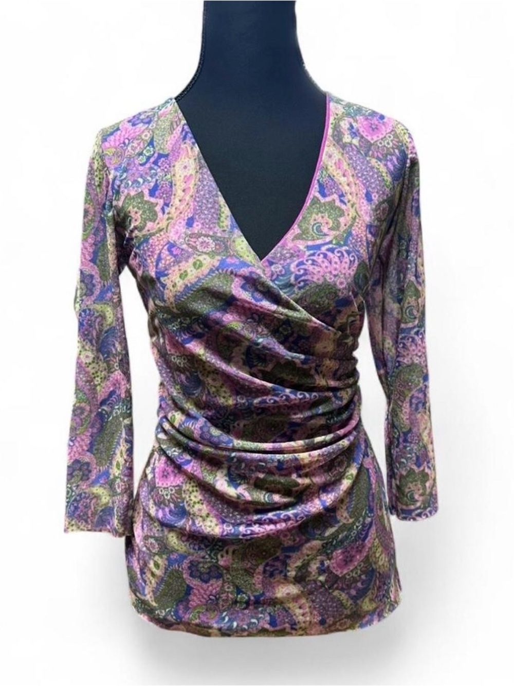 Y2K purple paisley mesh ruched tunic top whimsigoth fairycore 2000s